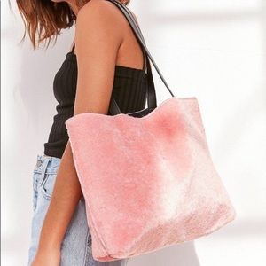 Urban outfitters pink fuzzy tote